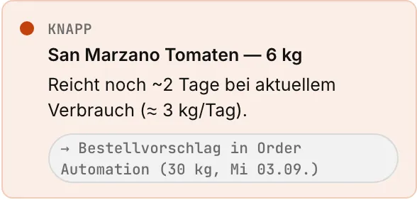 Posten-Hinweis: San Marzano Tomaten knapp, reicht noch etwa zwei Tage.